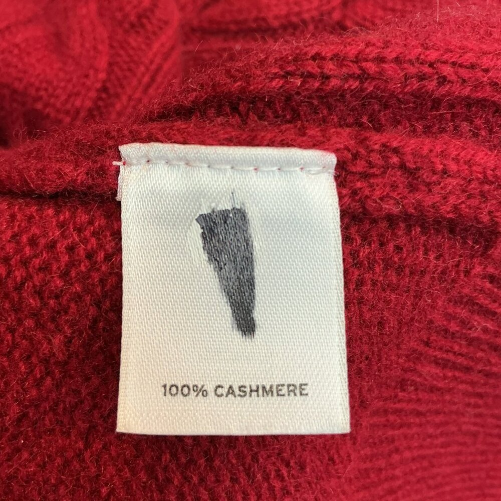 Caslon Petite M Red V-Neck Cable Knit Sweater 100% Cashmere Long Sleeve - Picture 8 of 10